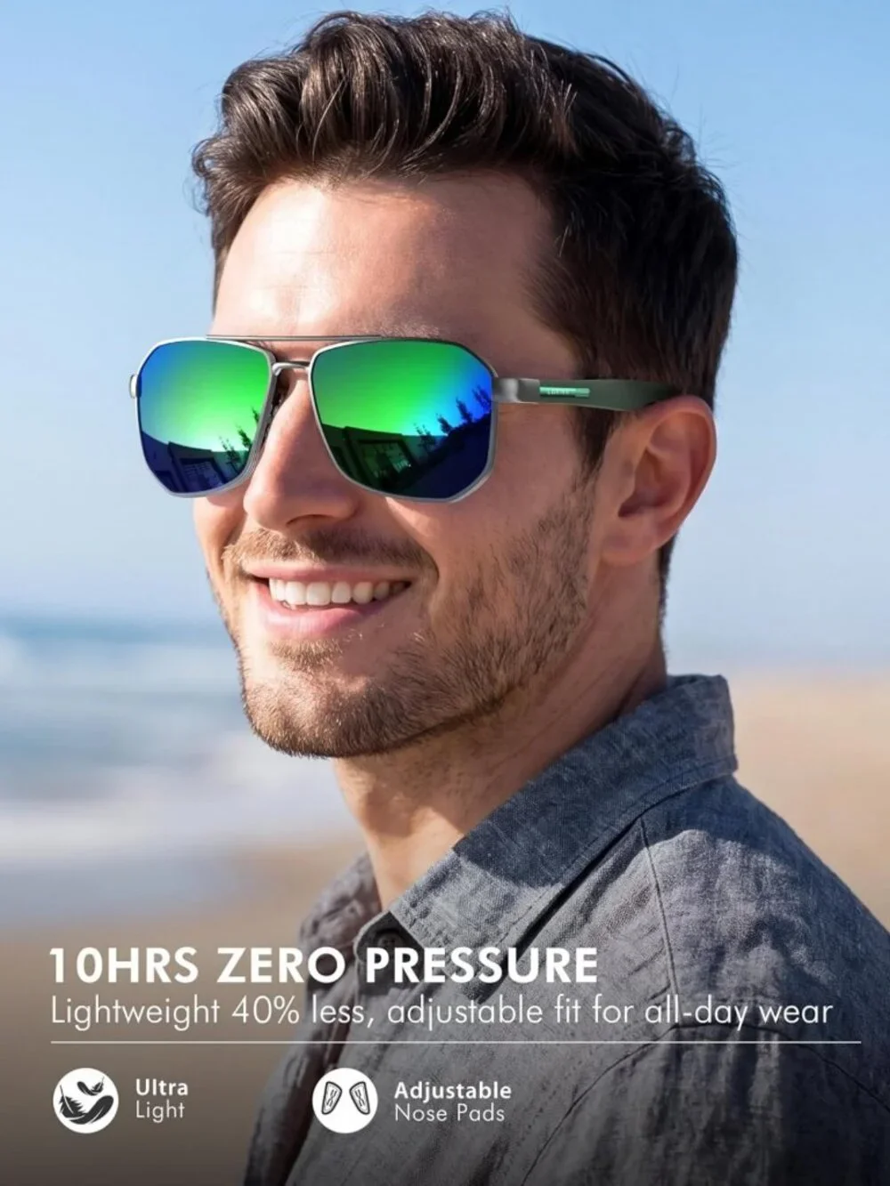 Stylish Polarized Aviator Sunglasses for Men - UV400 Protection, Perfect for